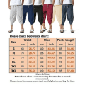 Miniatyrbilde 2 av 3: Menn 3/4 Lin Shorts Bukser Sommer Casual Capri Løs Bukser Svart L zdq