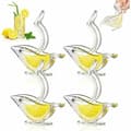 Individuell Citronpress i Deluxe-design, Manuell Citruspress, Handpress, Transparent Akrylservis, Serveringsset (4 ST Vit)