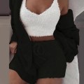 Miniatyrbilde 1 av 5: 3-delt strikket sett, koselig strikket sett 3 deler, kvinners sexy varm fuzzy fleece 3-delt antrekk Pyjamas 3XL Rosa