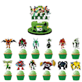 Pikkukuva 2 / 5: Ben 10 -teemainen lasten syntymäpäiväjuhlat koristeet banneri ilmapallot sarja kakku cupcake toppers koriste sarja