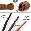 Miniatyrbilde 2 av 5: Tre-lags snørebånd, 5 mm brede flate snørebånd for joggesko, løping, voksne, barn (brune) 1,3 m lange