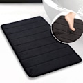 Miniatyrbillede 1 af 5: Badeværelsesmåtte i memory foam, skridsikker, absorberende, superhyggelig, fløjlsblød, supervandabsorberende, tyk, sort Svart Black Black 17 X 24 inches