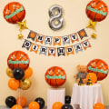 Miniatyrbild 5 av 5: Basketbollar, basketfestdekorationer, 18 tum, folieballonger, 6-pack, basketfödelsedagsdekorationer