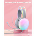 Miniatyrbild 4 av 5: Spelheadset med mikrofon - Trådbundna RGB Rainbow Gaming-hörlurar för PS4/PS5/MAC/XBOX/laptop, lätta over Ear-hörlurar