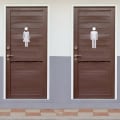 Miniatyrbilde 5 av 5: Toalett-dørskilt for menn og kvinner - Offentlig hotellkafé toalett-dørklistremerke (sølv)