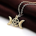 Pikkukuva 3 / 4: Heyone Fashion 3 väriä Triple Moon Goddess -riipus kaulakoru Pentacle Pentagram Wiccan -koru