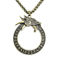 Miniatyrbild 2 av 5: Runa Runor Amulett Gotiska Tillbehör Ouroboros Norse Dragon Goth Halsband Viking Talisman Smycken Vaxkedja Silver
