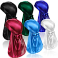 Miniatyrbilde 1 av 3: 6 stk Silkeslen Durag for Menn, Pakke Durags Do Rags med Lang Hale og Bred Rem for Menn Kvinner, 6 Farger