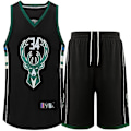 Miniatyrbild 1 av 2: Bucks No. 34 Antetokounmpo Basketbollströja Set Vuxna Barn Bekväma Fotbollströjor Svart-WELLNGS svart black black L