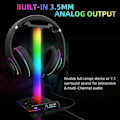 Miniatyrbillede 3 af 5: RGB Gaming Headset Stativ USB Port Touch Control Strip Lysende Skrivebords Gaming Headset Holder Hængende Enl