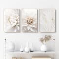 Set med 3 affischer, vita rosblommor bilder, moderna canvastavlor, utan ram, boho bildset, väggdekoration för vardagsrum, sovrum 50*70cm