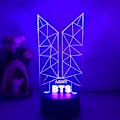 Miniatyrbillede 4 af 5: Qinwei 3d LED-natlampe BTS Singer Youth League 3d Illusion-lampe Fjernbetjening til fans Soveværelse Indretning --- Stil B2black Seat null none