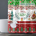 Miniatyrbilde 4 av 5: Rød og grønn jule dusjforheng, God jul Julenissen Snømann juletre gaver dusjforheng, 72 x 72 tommer
