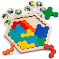 Miniatyrbild 1 av 4: Hexagon pussel i trä - logisk leksak för alla åldrar