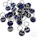 Miniatyrbilde 3 av 3: Aluminium Nummerbrikker Håndmerke Hangtag Metallnummerplate Nøkkeldeposisjonsnummer Brikker Id-brikker Nøkkelbrikker (1-50, Blå)