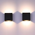 Miniatyrbillede 1 af 3: IC 2-pak LED-væglampe til indendørs brug, op og ned, sort W