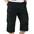 Pikkukuva 2 / 3: Män Plain 3/4 Längd Cargo Pants Combat Multi Pockets Black M zdq