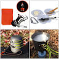 Miniatyrbillede 5 af 5: 13-delt camping køkkensæt, sammenklappeligt, til udendørs vandring, picnic, mess kit, gryder, pande, C