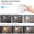 Miniatyrbillede 3 af 5: Indendørs væglampe, væglampe med USB-opladning, 3 farver og 3 niveauer LED indendørs 360° roterbar touch-kontrol trådløse væglamper