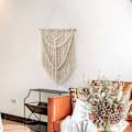 Miniatyrbilde 4 av 4: Gobeläng macrame veggteppe, høyde: 700 mm, håndlaget, boho vegg