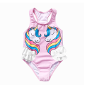 Pikkukuva 1 / 5: Baby flickor One Piece Baddräkt Toddler Volanger Baddräkt Badkläder Strandkläder Söta och söta barns Hot Spring Baddräkt-3-4Y