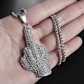 Miniatyrbillede 5 af 5: Mode Utsökt Zirkon Boxningshandskar Hänge Halsband Punk Män S Rock Hip Hop Smycken A6677-Silver