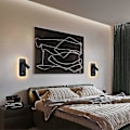 Miniatyrbilde 5 av 5: LED Vegglampe, Sengelampe Leselys Med Strømbryter, USB Ladingspورت, Soverom Stemningsbelysning Justerbar Spotlight (3w 3000k + 9w 6000k) Svart