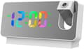 Digital projektionsväckarklocka med LED-spegeldisplay, temperaturavläsning och minnesfunktion för sovrum, kontor eller hem, vit