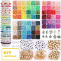 Miniatyrbilde 1 av 5: DIY Leireperler sett flate runde polymerleireperler for smykkefremstilling Som bildet viser