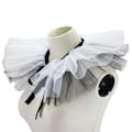 Miniatyrbillede 1 af 5: Dam Renaissance Tyll Ruff Falsk Krage Lagdelt Sort Hvid Mesh Clown Choker Snøre Victorian Hals Ruff Sjal Cosplay Rekvisitter