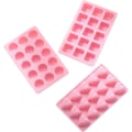 Miniatyrbillede 1 af 5: 3-delt form til slik og chokolade non-stick inklusive hjerteformede, runde, firkantede forme til hårde slik, fudge, is, kager (rosa)