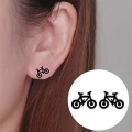 Miniatyrbillede 3 af 5: Heyone rustfrit stål 4 farver Tiny Bike Bicycle Stud øreringe til piger