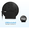 Miniatyrbilde 3 av 5: Liten digital vekkerklokke LED-skrivebord Reise Elektronisk klokke Dobbel alarm Snooze Dimmer Sett 12/24H Uke Display 4 tommer
