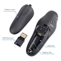 Pikkukuva 4 / 5: Trådlös USB Powerpoint-presentation PPT Flip Pen Pekarklick svart onesize