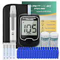 Pikkukuva 1 / 5: Venalisa Exactive Eq Impulse Verensokerimittari Testiliuskoilla + Lanseteilla