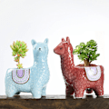 Miniatyrbillede 4 af 5: 1/2/3 Dyreformede Krukker - Smukke og holdbare keramiske blomsterpotter Alpaca blå 1 Pc Alpaca blue