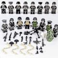Miniatyrbild 3 av 4: 8 st Militära Minifigurer Bas WW2 Set + Vapen Kit Armé Vapen Soldater Leksaker