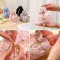 Miniatyrbillede 3 af 8: Snørepose Gaveindpakningspose SORT 3ST 3ST sort black 3pcs-3pcs