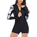 Miniatyrbillede 1 af 5: Dame badetøj i ét stykke langærmet rashguard dame våddragt atletisk badedragt surfing dykning lynlås foran badetøj badedragt Xd1 Black 2939 Black 2939 L