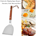 Miniatyrbillede 4 af 5: 2 stk. BBQ-spatler, Teppanyaki-spatel, grillspatel i rustfrit stål med træhåndtag, alsidig stegespatel til grillning