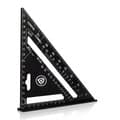 Speed Square 5 i 1 Aluminium Tømrer Vinkelmåler Trekant Lineal med Savguide til Træbearbejdning Markering Indramning, Sort