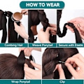 Miniatyrbilde 4 av 5: Lang flettet hestehale-forlengelse med rett hår Wrap Ponytail Extension 30 tommer blond 1 stk