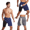Miniatyrbillede 2 af 5: Badshorts til mænd, 2-i-1 badebukser med kompressionsshorts, hurtigtørrende, strækbare badeshorts til mænd, surfshorts til stranden med 2 lynlåslommer, blå, XL, zdq