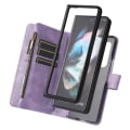 Miniatyrbillede 4 af 5: Etui til Samsung Galaxy Z Fold 3 5g Læder Flip Etui Med Kreditkortholder Pengepung Magnetiske knapper Etui Kickstand Shoc Lilla A