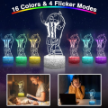 Miniatyrbilde 2 av 5: WJ Fotball nattlampa for barn, 3D optisk illusjon stemningsbelysning 16 farger s LED dimbar med fjernkontroll rom fotboll dekor Messi