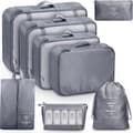 8-pack Organizer Set för Resväskor, Förvaringsväskor, Packningskuber, Resepåsar, Presenter Grey