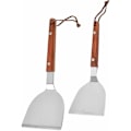 Miniatyrbillede 1 af 5: 2 stk. BBQ-spatler, Teppanyaki-spatel, grillspatel i rustfrit stål med træhåndtag, alsidig stegespatel til grillning