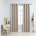 Mörkläggningsgardiner, set om 2 med metallringar, 100 % polyester för vardagsrum sovrum, beige 140 x 225 cm Beige