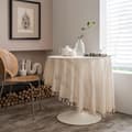 Rund virkad spetsduk 60% bomull i boho-stil med tofsar 150 cm beige bordsduk för matsal bröllopsfest heminredning