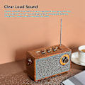 Miniatyrbild 5 av 5: Retro FM-radio, bärbar Bluetooth-radio i trä, bashögtalare, handsfree MP3-spelare, stöder USB/TF-kort